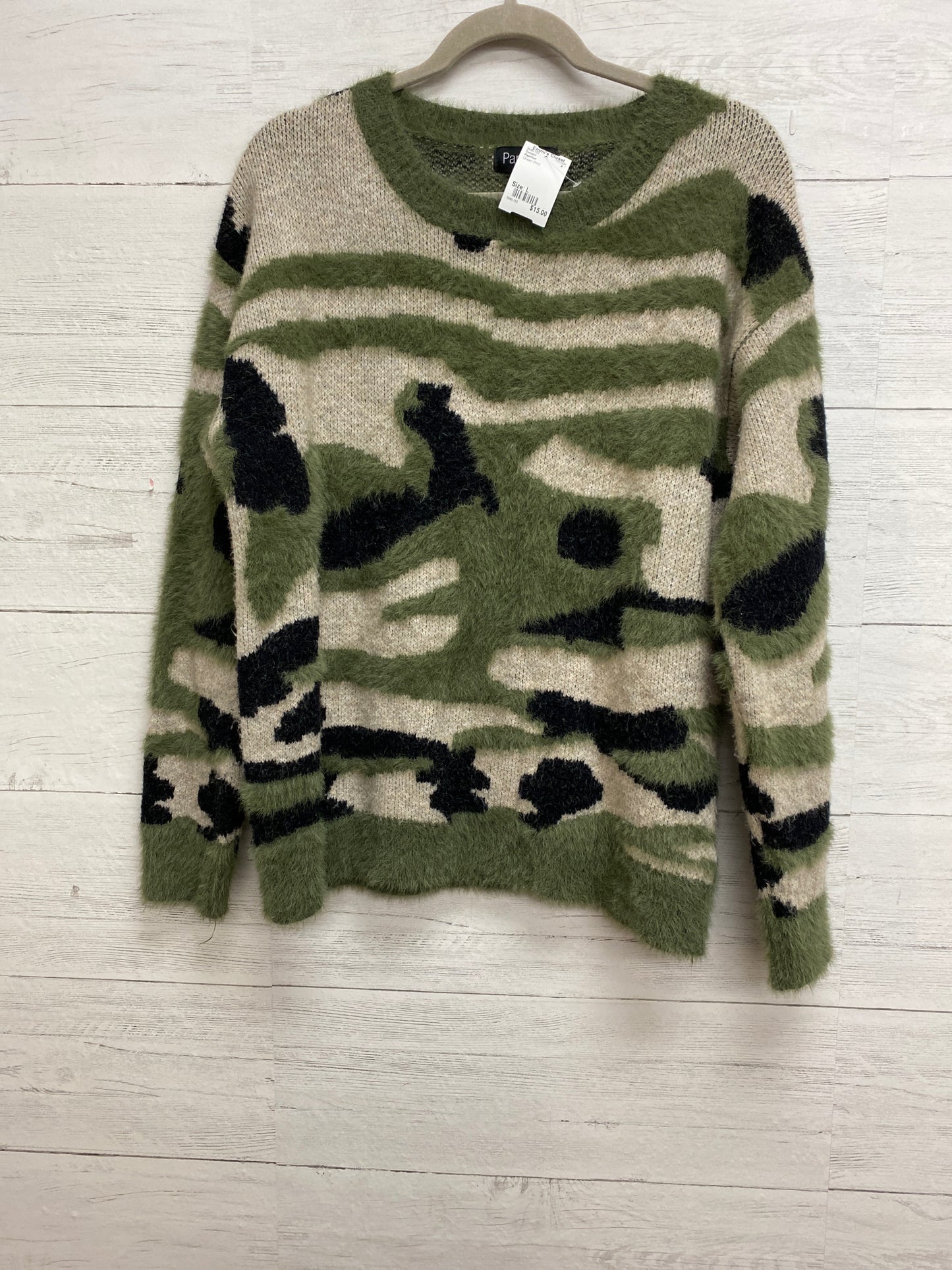 Size L Papillon Green Print Sweater