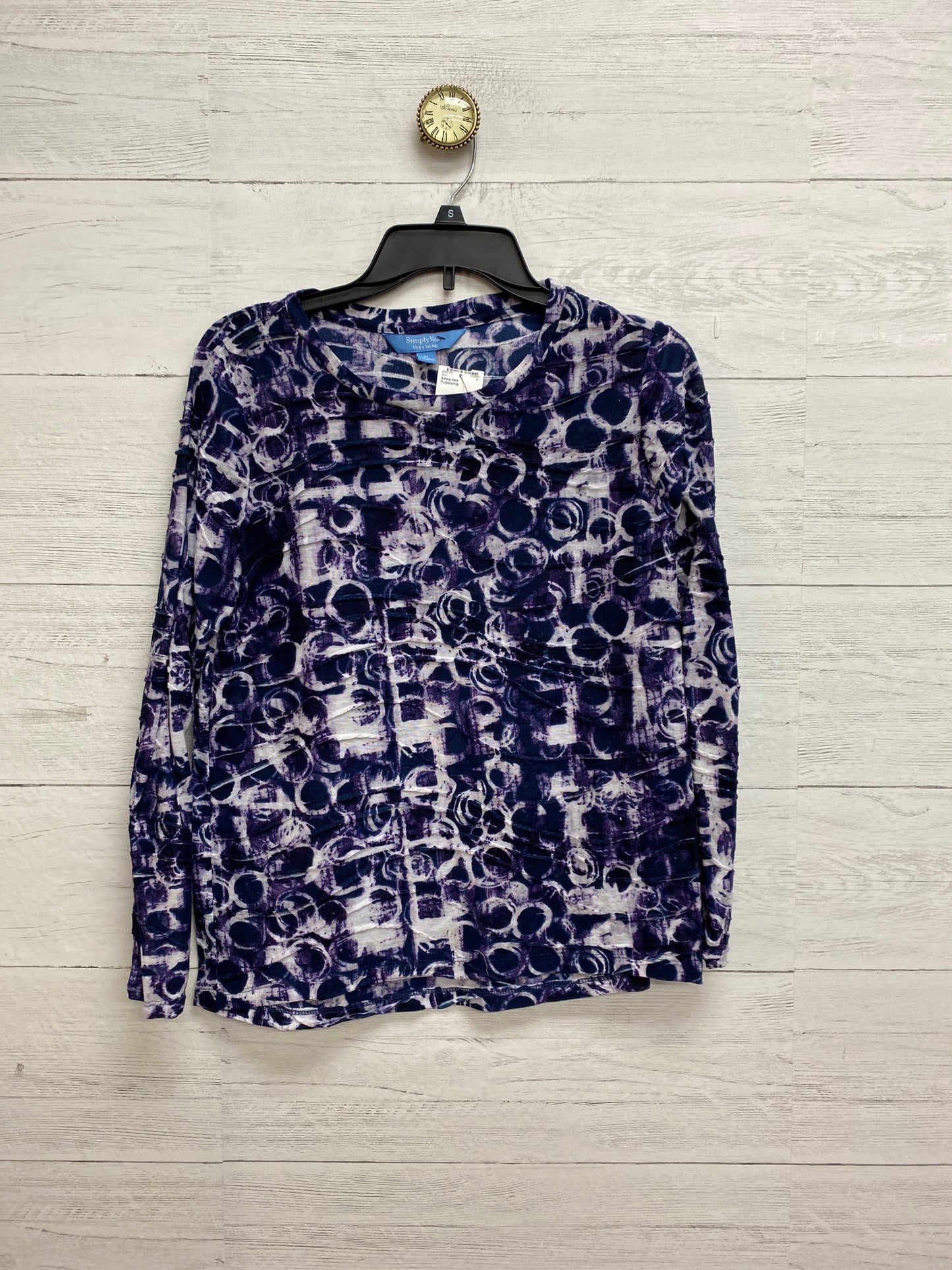 Size plus size one size Simply Vera Purple/white Shirt