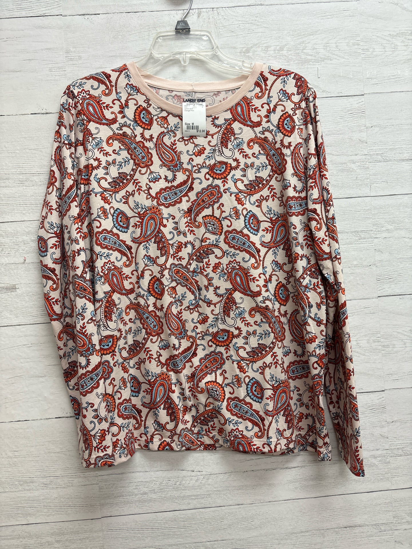 Size M Land's End Orange Print Shirt