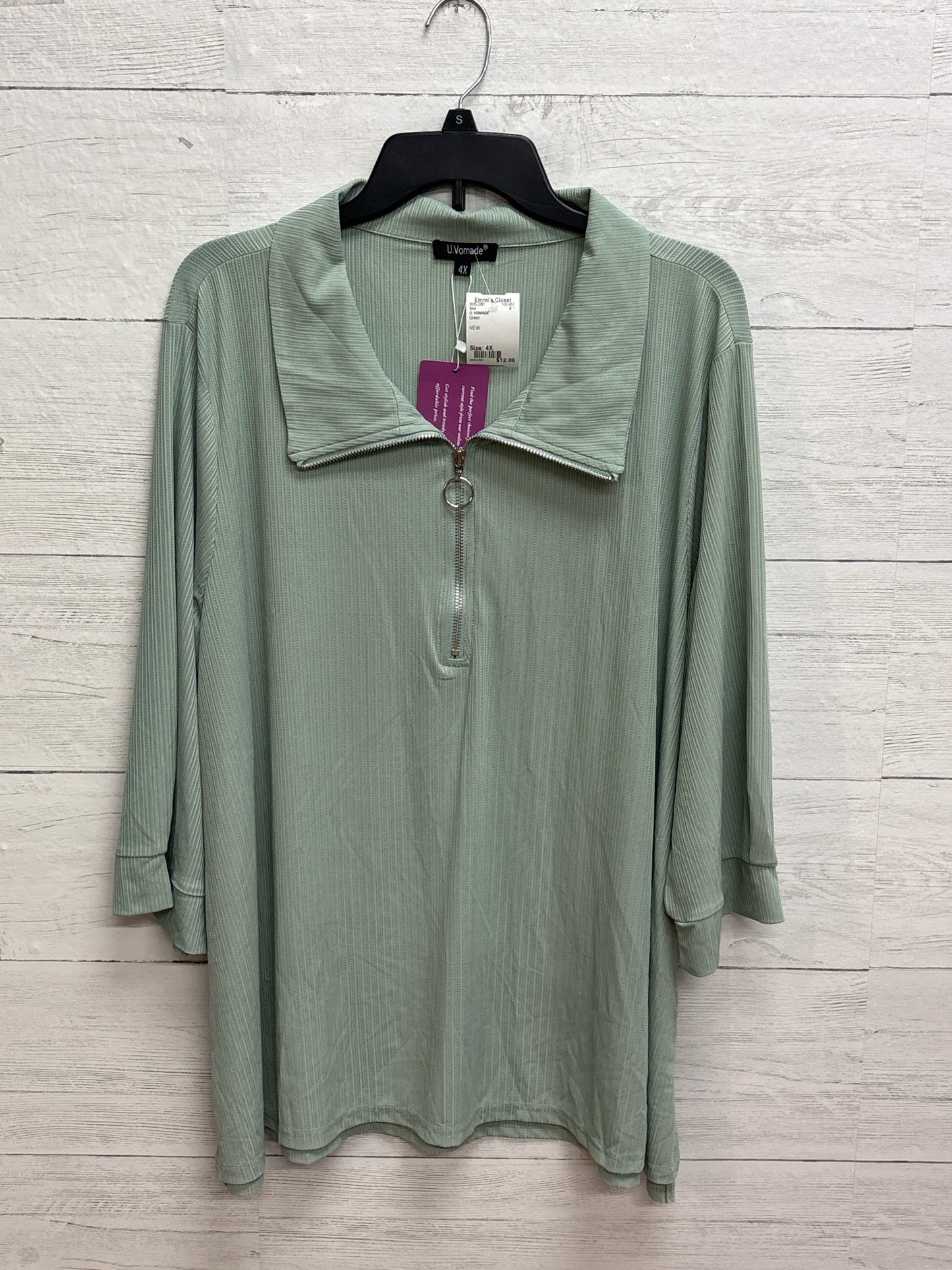 Size 4X U. VOMADE Green Shirt