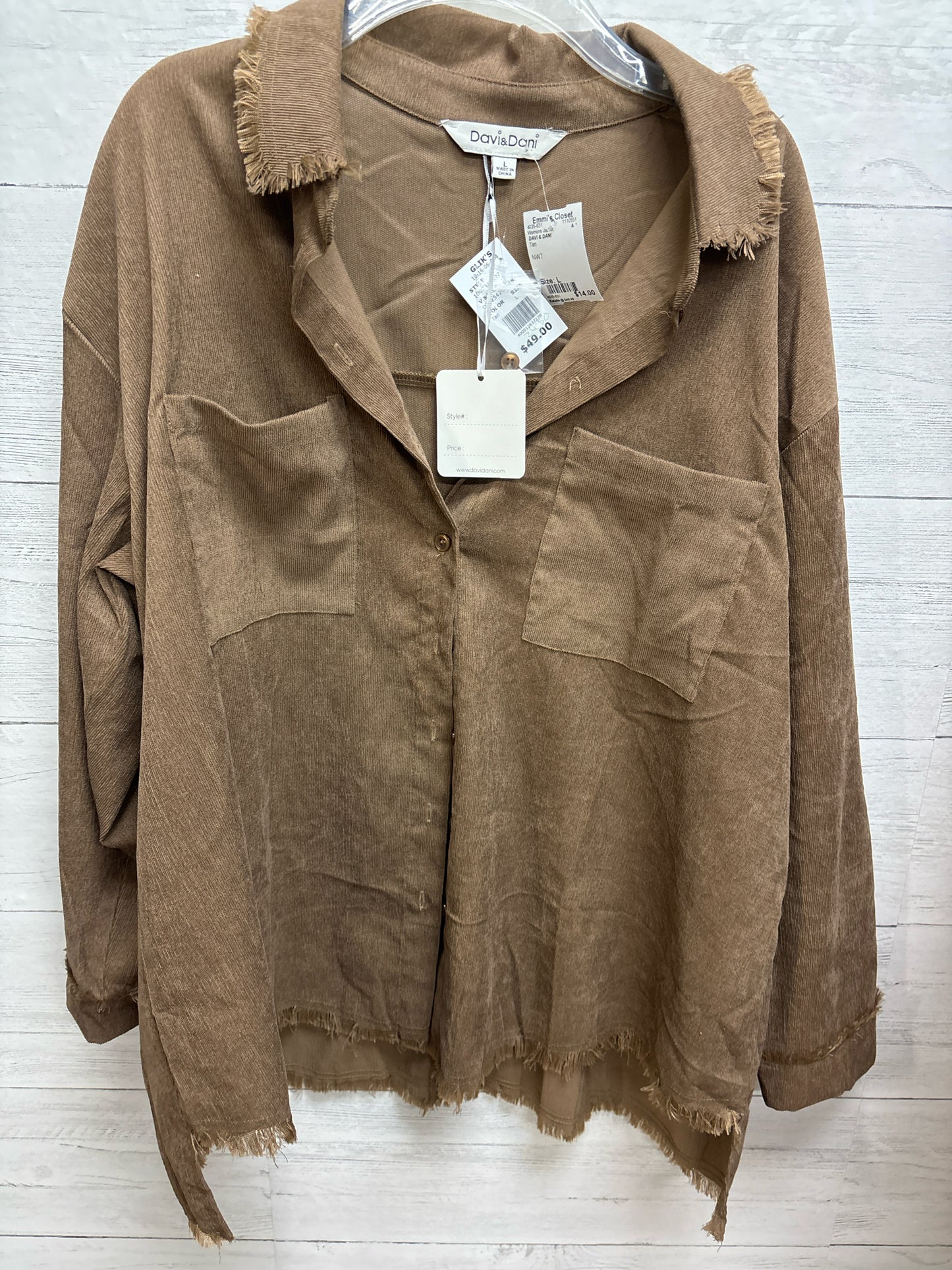 Size L DAVI & DANI Tan Womens Jacket