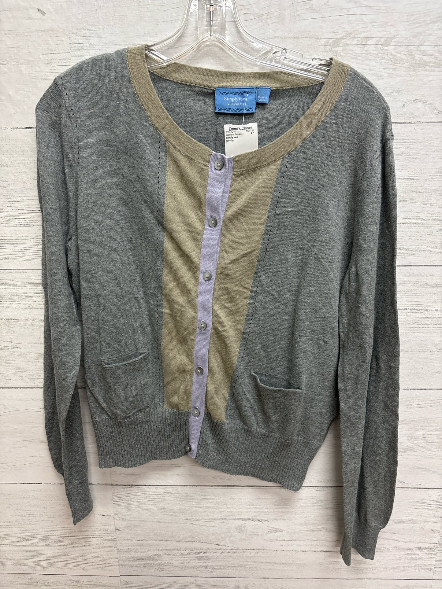 Size L Simply Vera grey/tan Womens Sweater