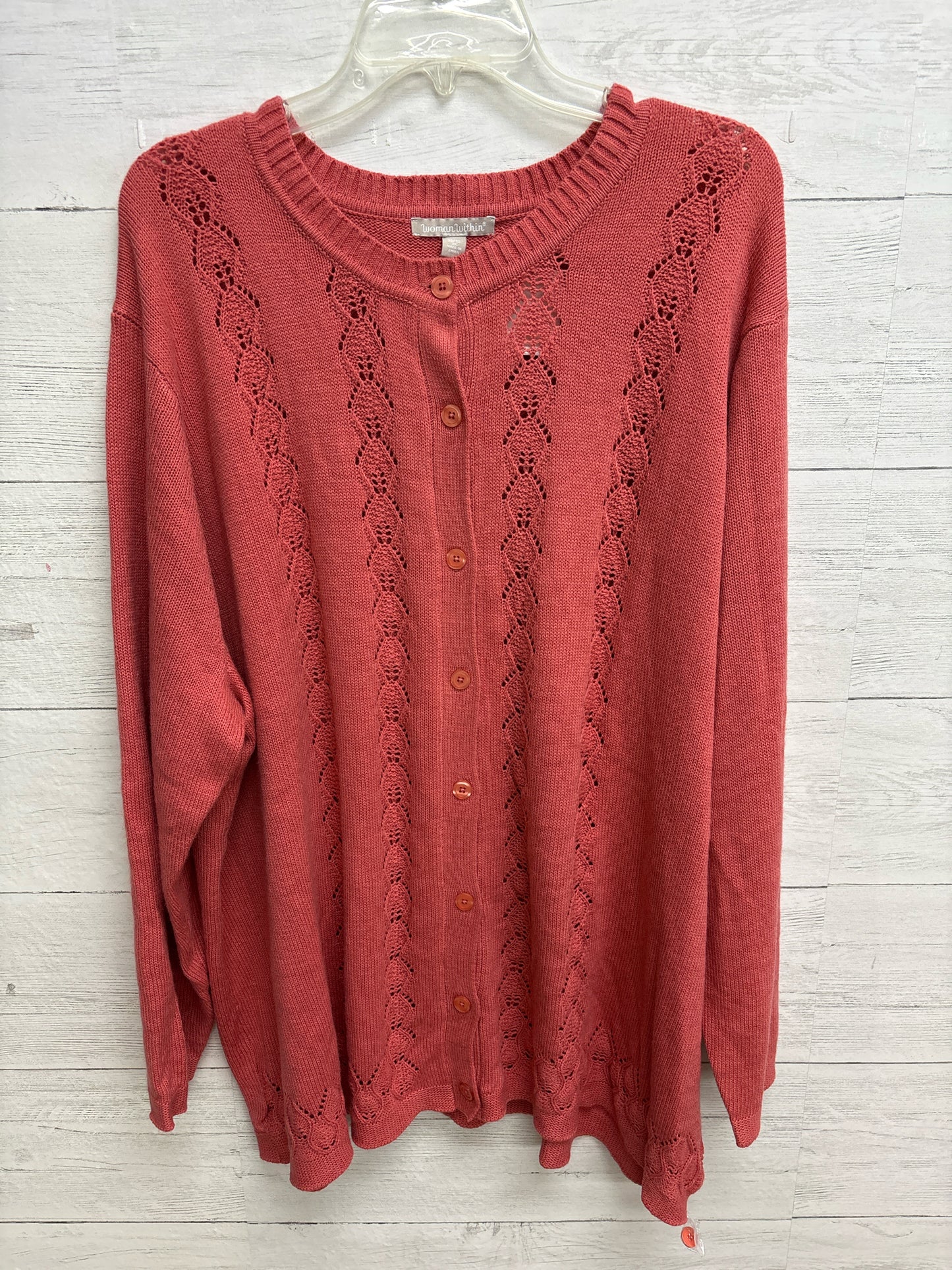 Size 3X woman within Peach Womens Cardigan