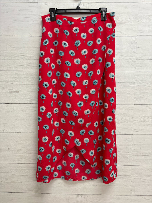 Size M J Crew RED FLORAL Skirt