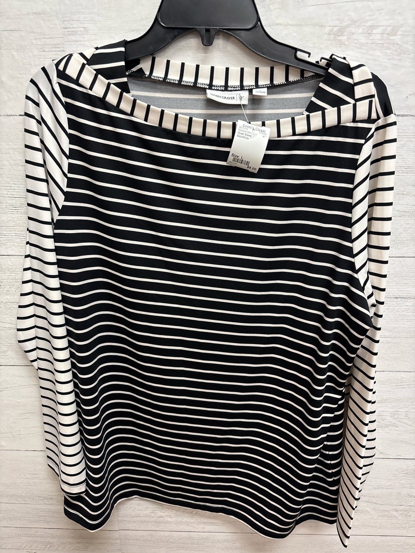 Size L Susan Graver Black/White Womens Shirt