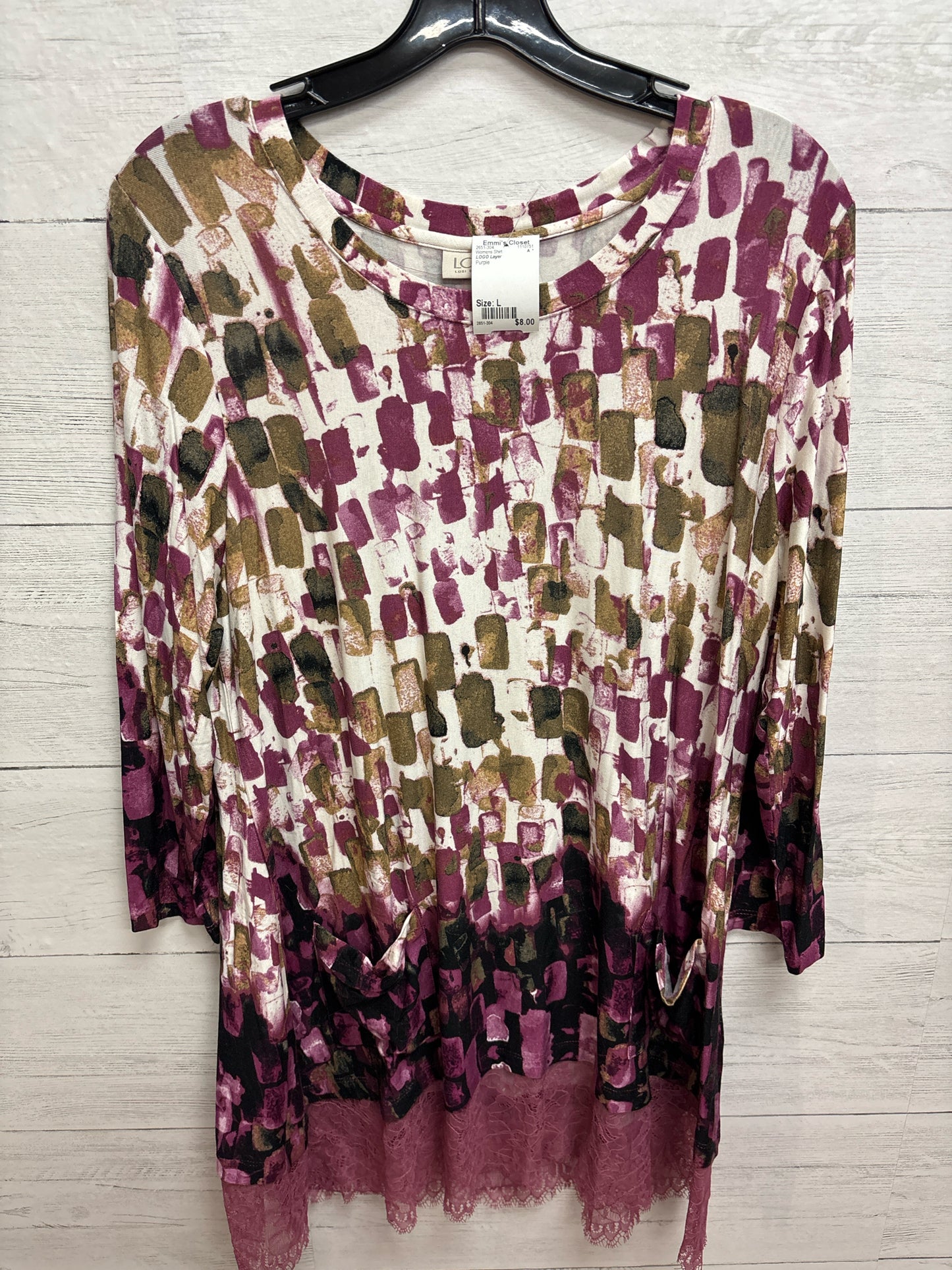 Size L LOGO Layer Purple Womens Shirt