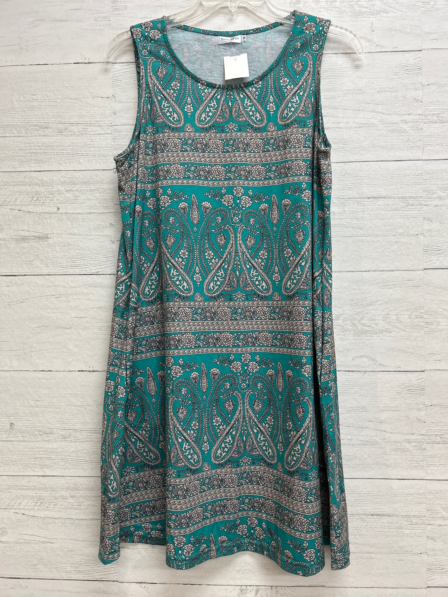 Size M Simple Fun Green/Tan Dress