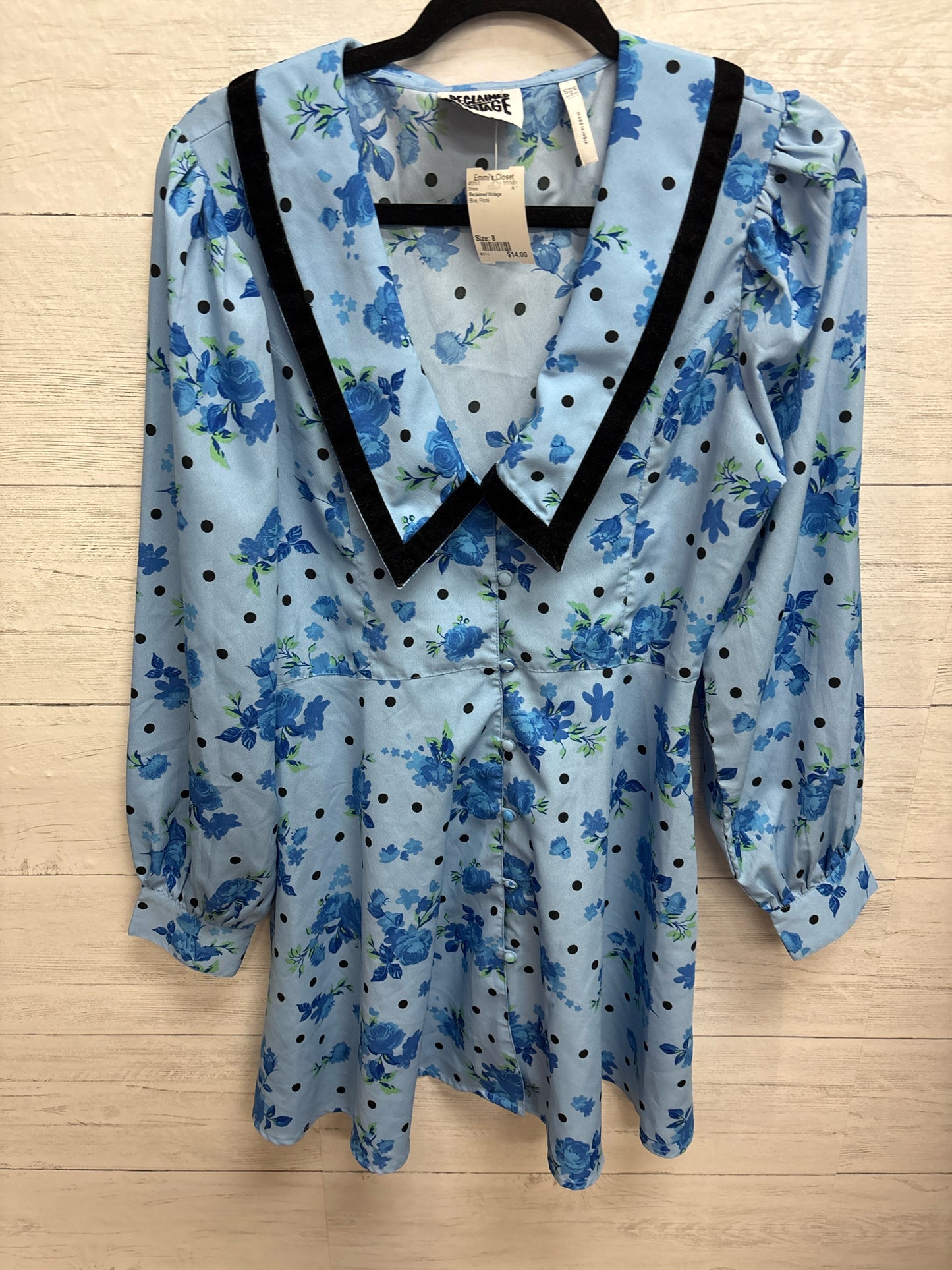 Size 8 Reclaimed Vintage Blue Dress