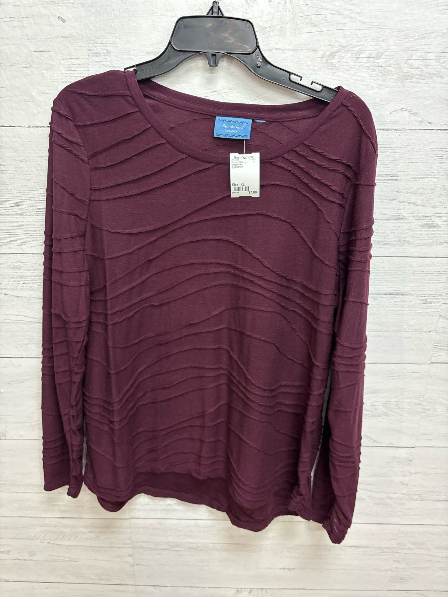 Size XL Simply Vera BURGANDY Womens Shirt