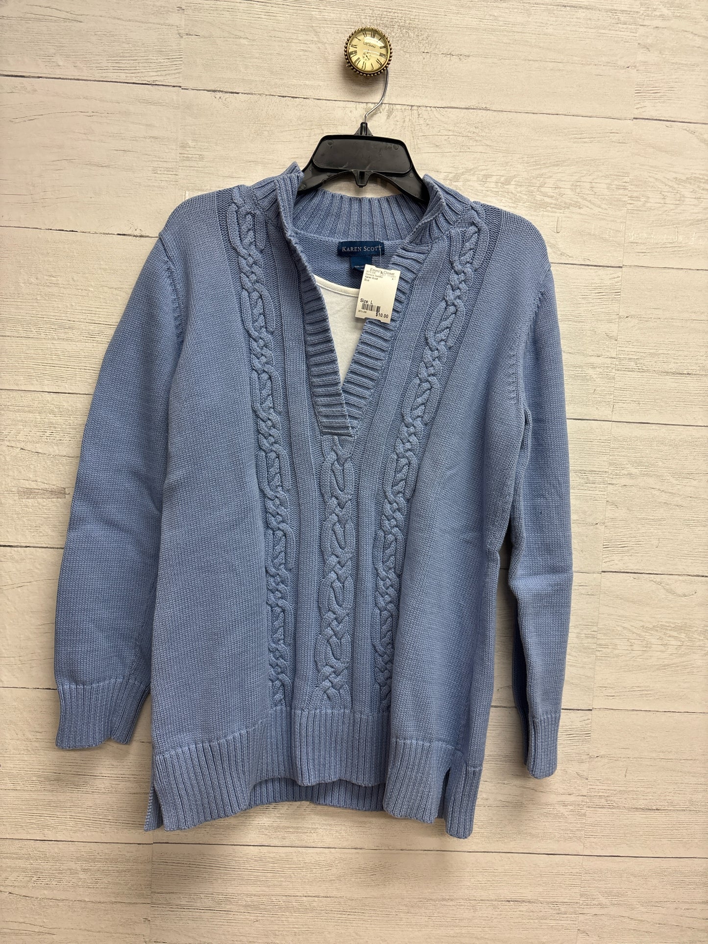 Size L Karen Scott Blue Womens Sweater