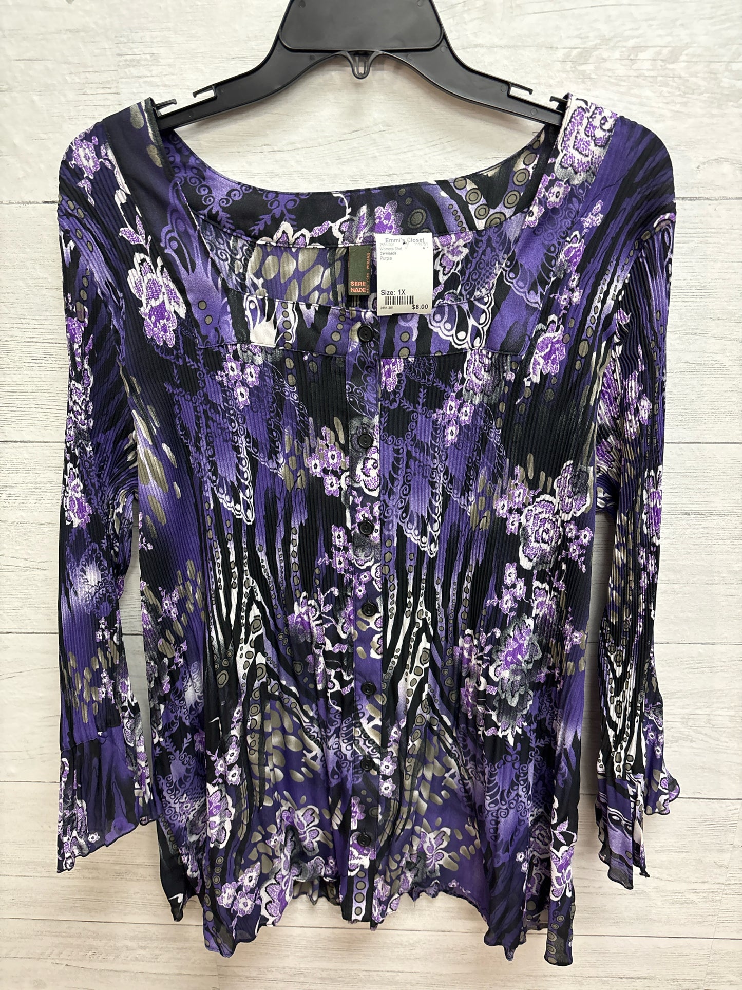 Size 1X Serenada Purple Womens Shirt