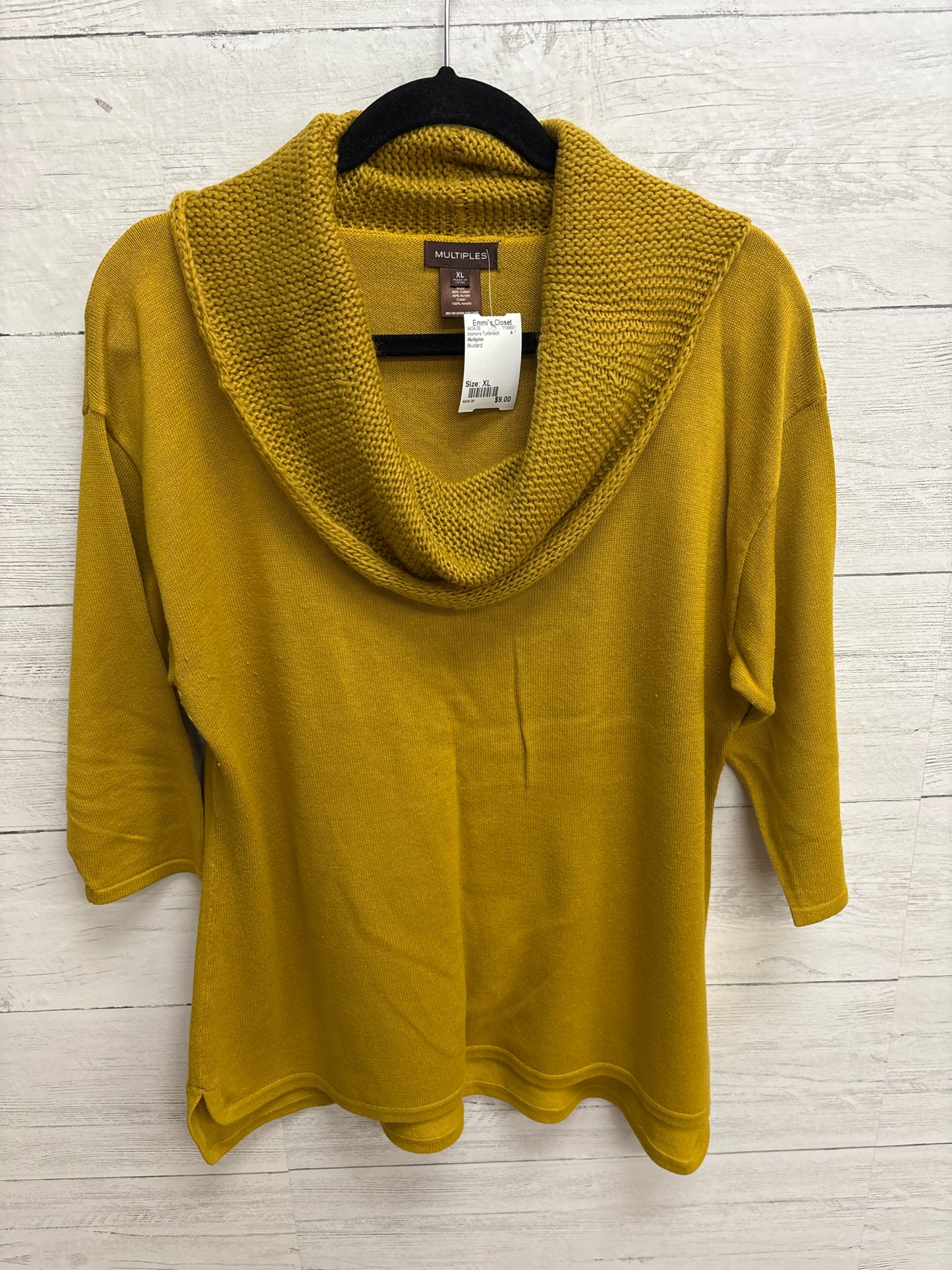 Size XL Multiples Mustard Womens Turtleneck