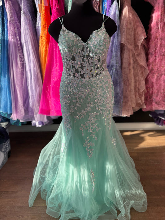 Size 16 Emmi's Elegance Aqua Gown