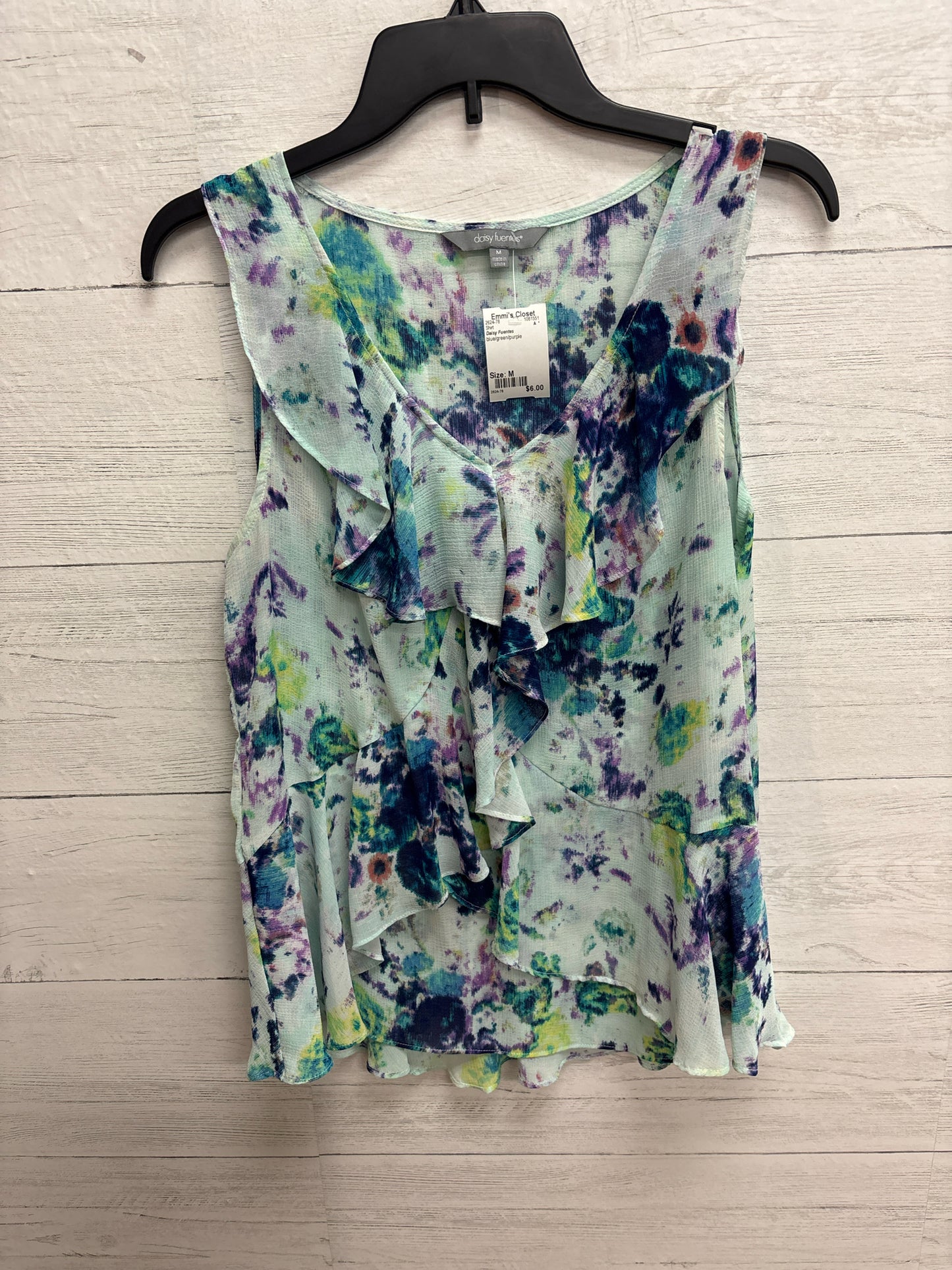 Size M Daisy Fuentes blue/green/purple Shirt