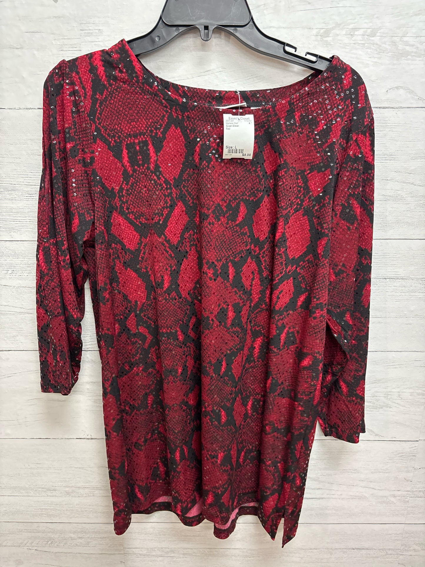 Size L Susan Graver Red Womens Shirt
