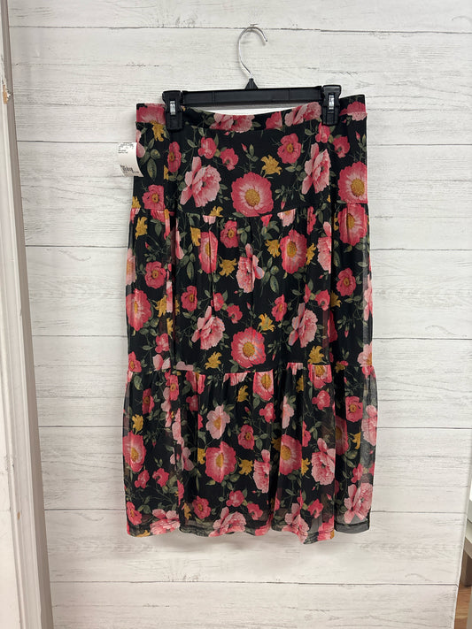 Size L Nina Leonard Black/Pink Skirt