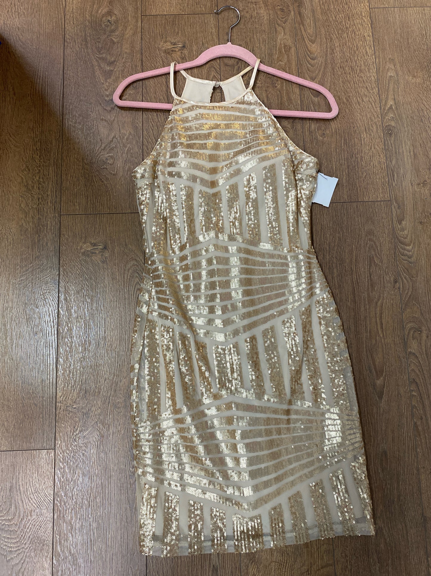 Size 5 Sequin Hearts Gold Gown