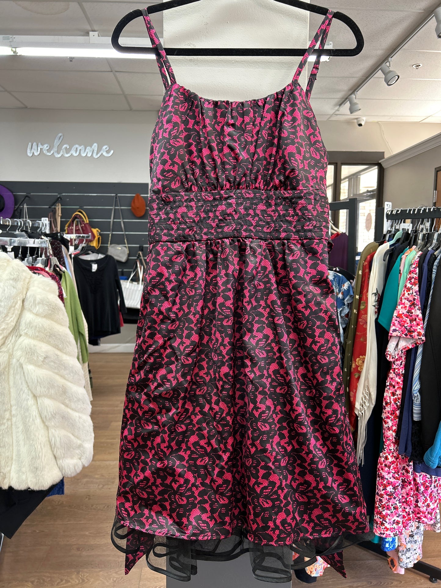 Size 14 Fashion Bug Pink/Black Gown